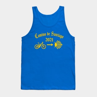 Camino de Santiago 2021 Typography Bicycle Yellow Arrow Scallop Shell Tank Top